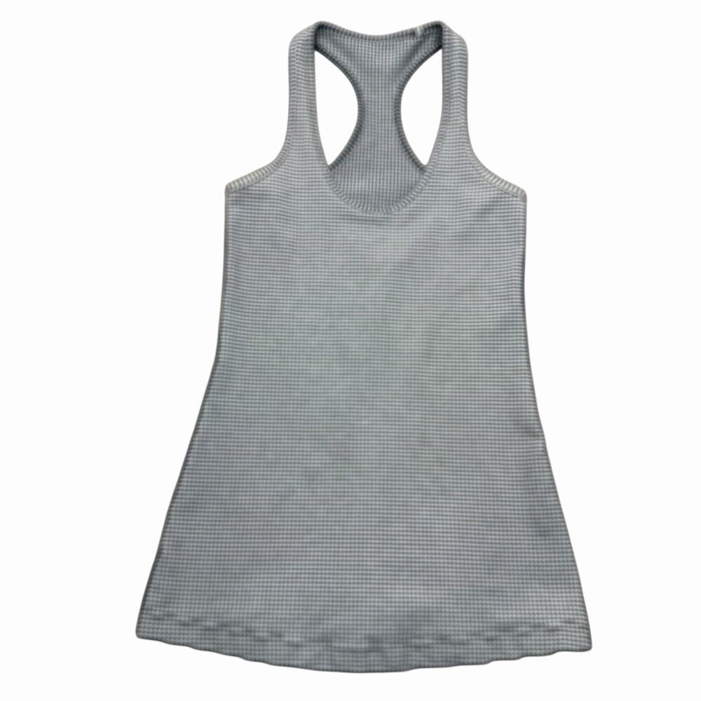 Lululemon Gingham Top Cool Racerback Tank GHAL Black White Checkered Womens Sz 4